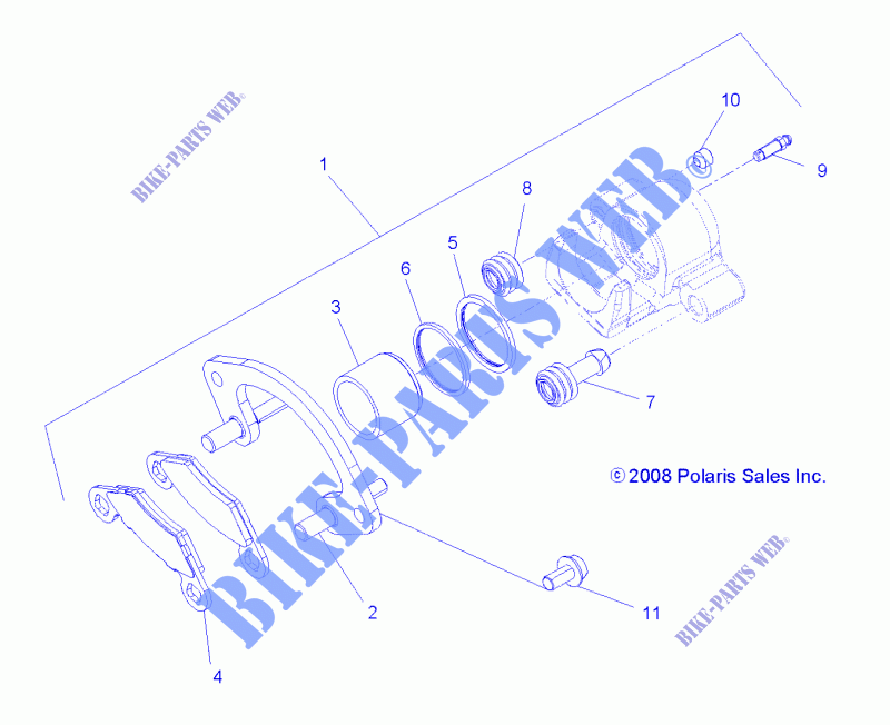 FRONT BRAKE CALIPER   A14GH9EFW (49ATVBRAKERR09SPXP850) for Polaris SCRAMBLER 1000 XP HO EPS INTL 2014