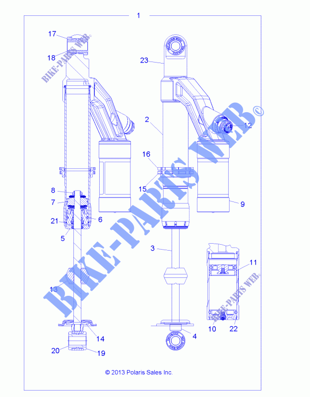 REAR SHOCK   A14GH9EFW (49ATVSHOCKRR7044080) for Polaris SCRAMBLER 1000 XP HO EPS INTL 2014