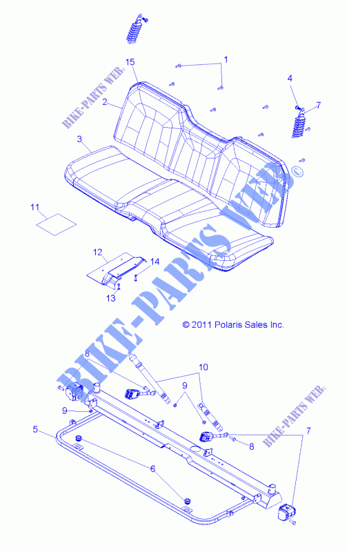 SEAT AND BASE   R12TH90DG (49RGRSEAT12900D) for Polaris RANGER 900 DIESEL 2012