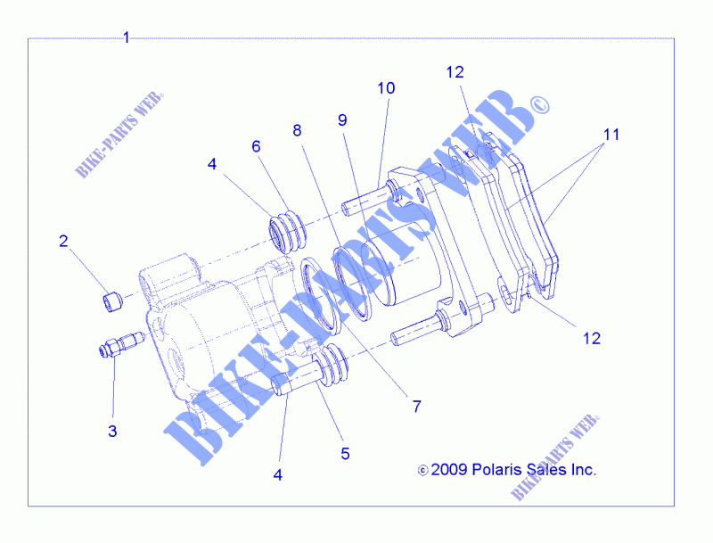 REAR BRAKE CALIPER   R12RC08GA/GH/FA/FH (49RGRCALIPERRR10EV) for Polaris RANGER EV/LEV 4X4 2012