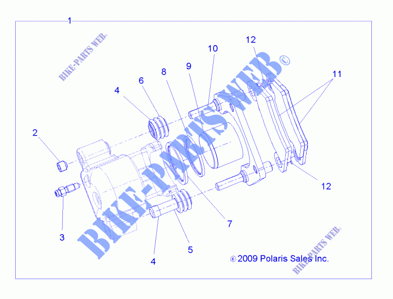 REAR BRAKE CALIPER   R11RC08LG (49RGRCALIPERRR10EV) for Polaris POLARIS LSV 4X4 2011